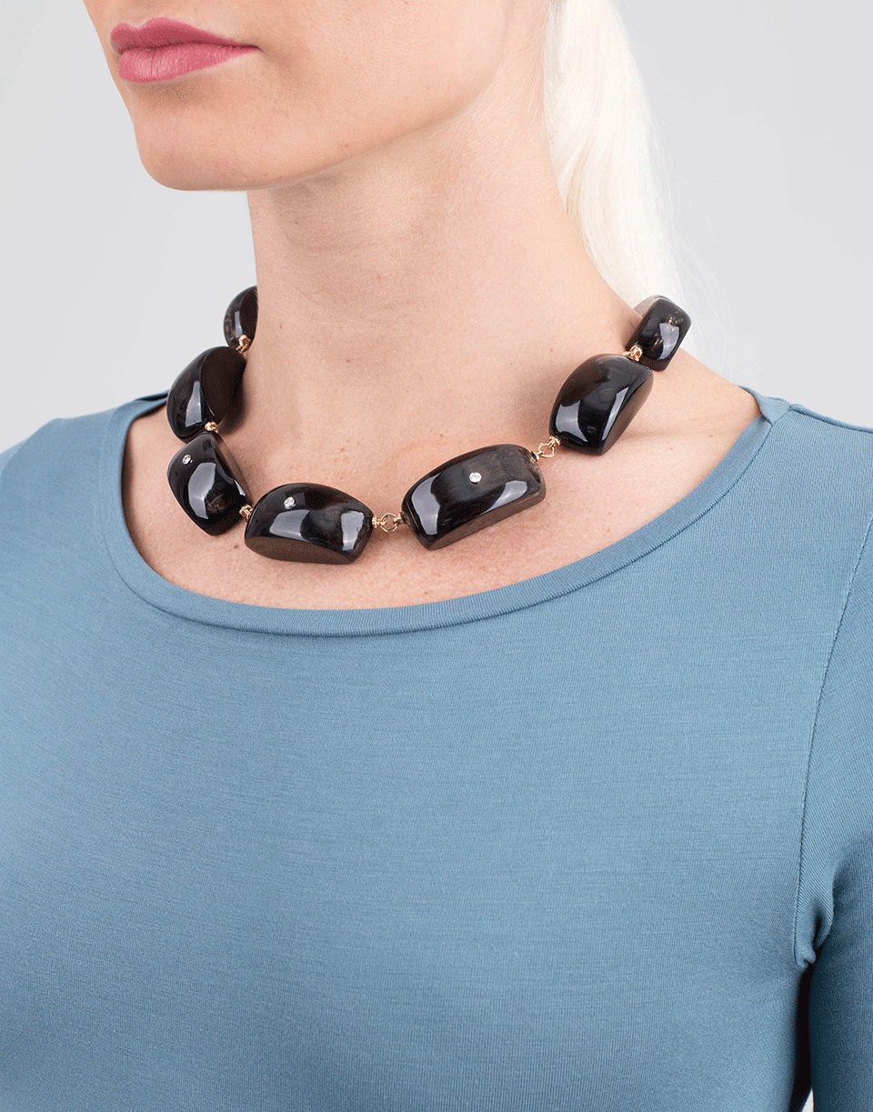 FEDERICA RETTORE-Melange Black Zebu Horn Necklace-ROSE GOLD