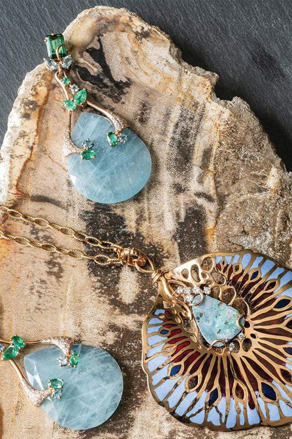 FEDERICA RETTORE-Opal, Diamond, and Enamel Orticoloa Necklace-ROSE GOLD