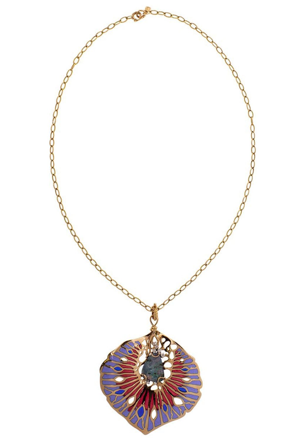 FEDERICA RETTORE-Opal, Diamond, and Enamel Orticoloa Necklace-ROSE GOLD