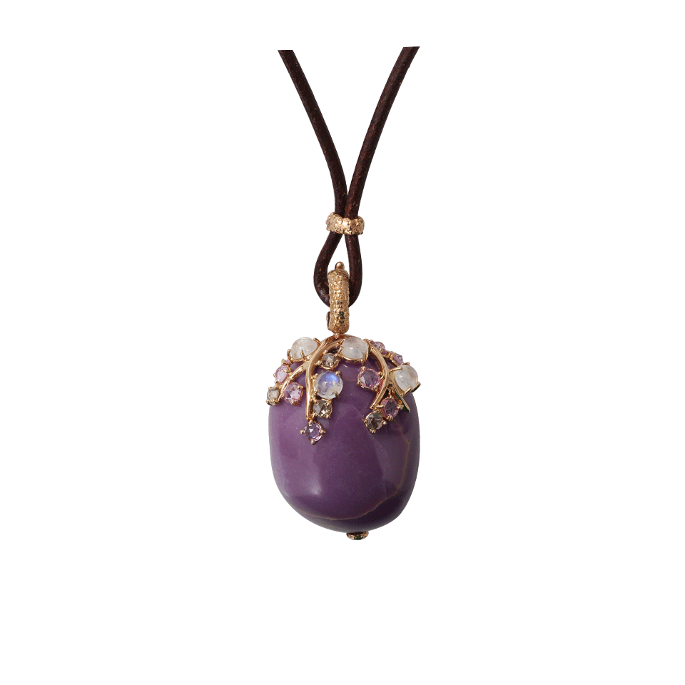 FEDERICA RETTORE-Phosphosiderite Pendant On Leather Necklace-ROSE GOLD