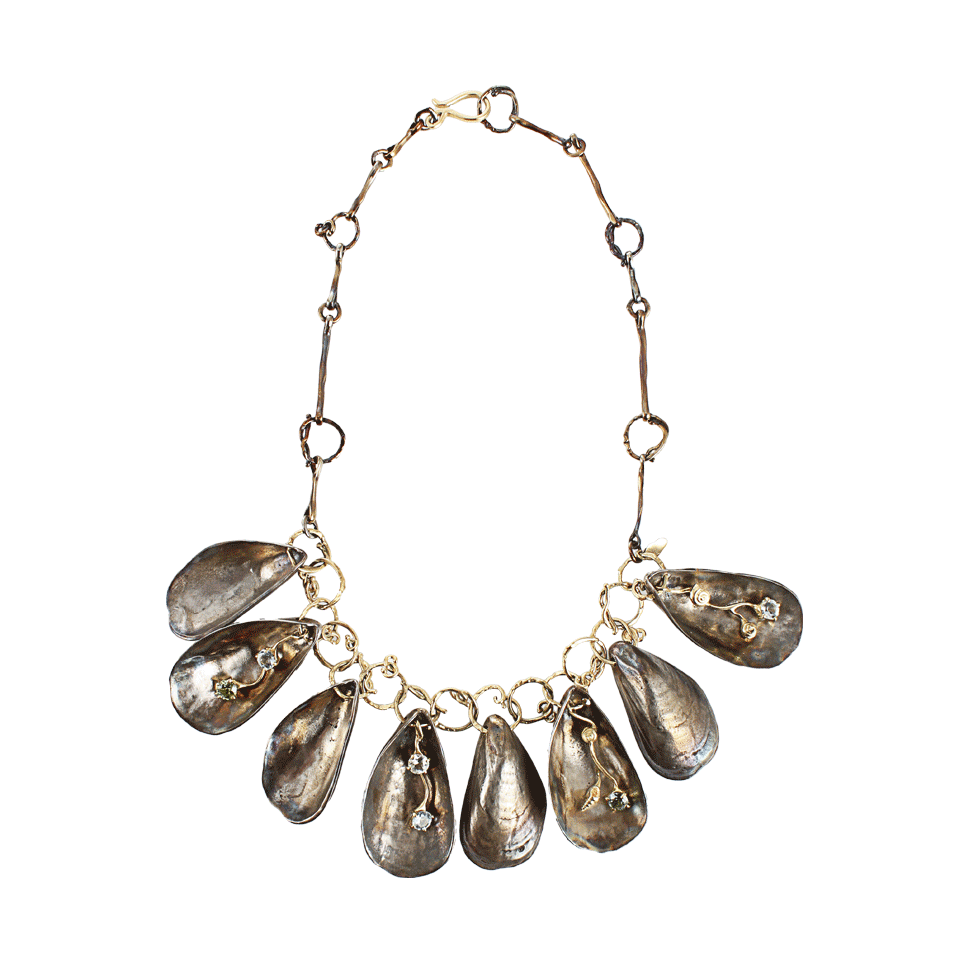 FEDERICA RETTORE-Stainless Steel Shell Necklace-YLW GLD