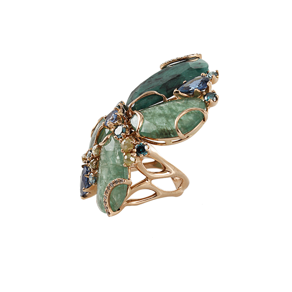 FEDERICA RETTORE-Flat Cut Emerald Ring-R GOLD