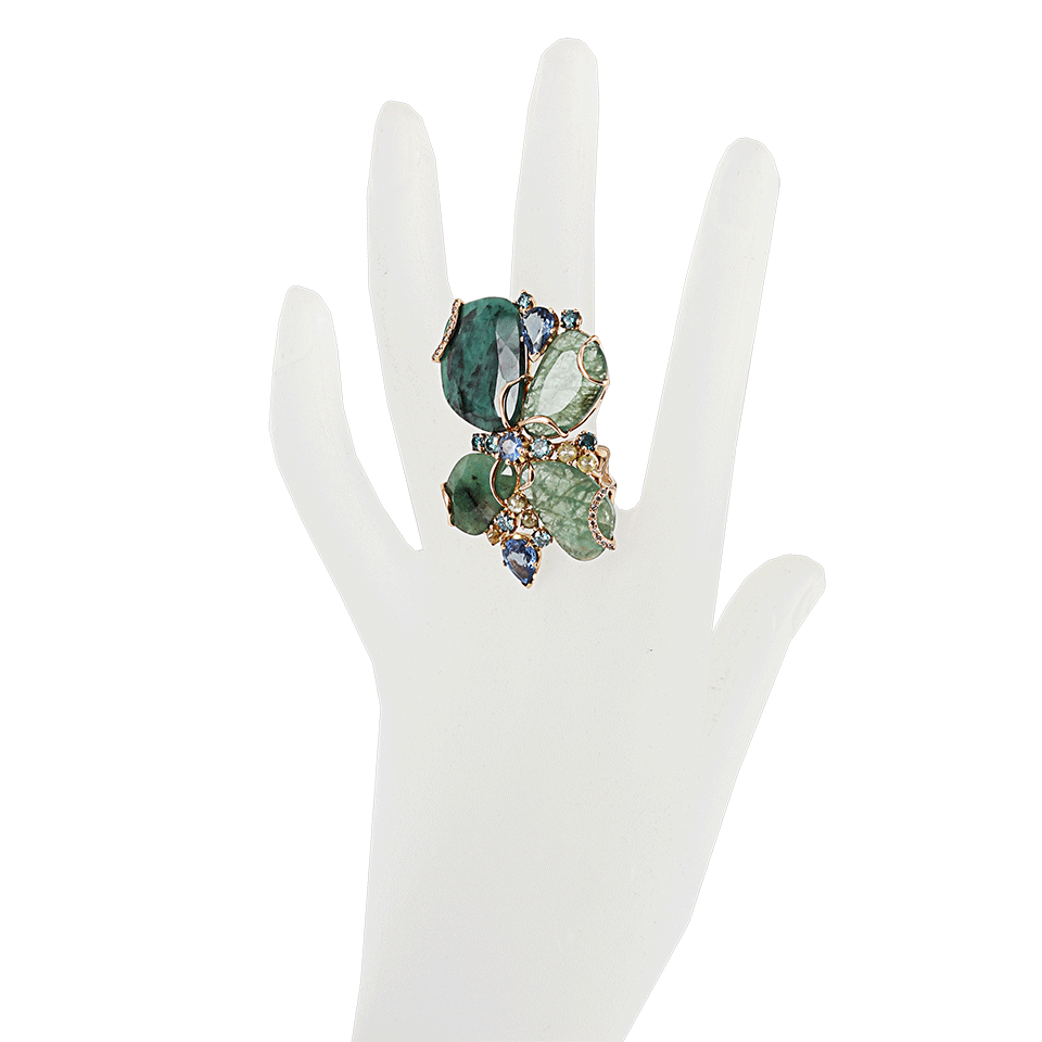 FEDERICA RETTORE-Flat Cut Emerald Ring-R GOLD
