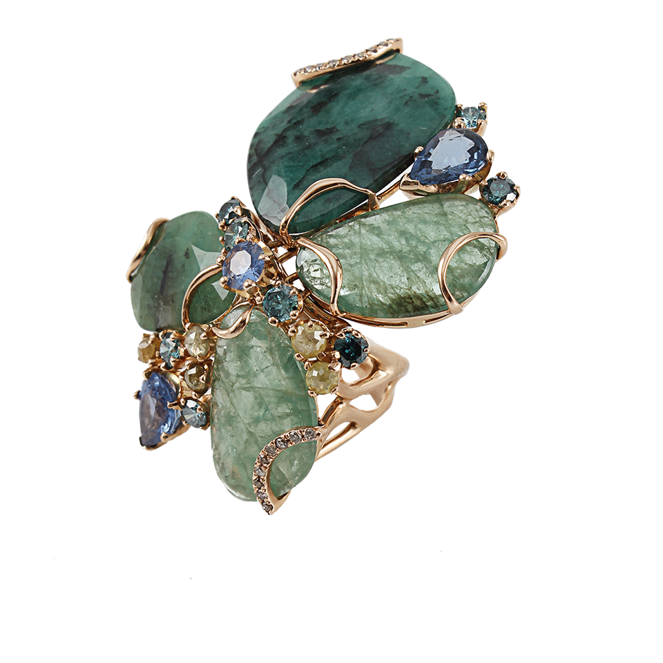FEDERICA RETTORE-Flat Cut Emerald Ring-R GOLD