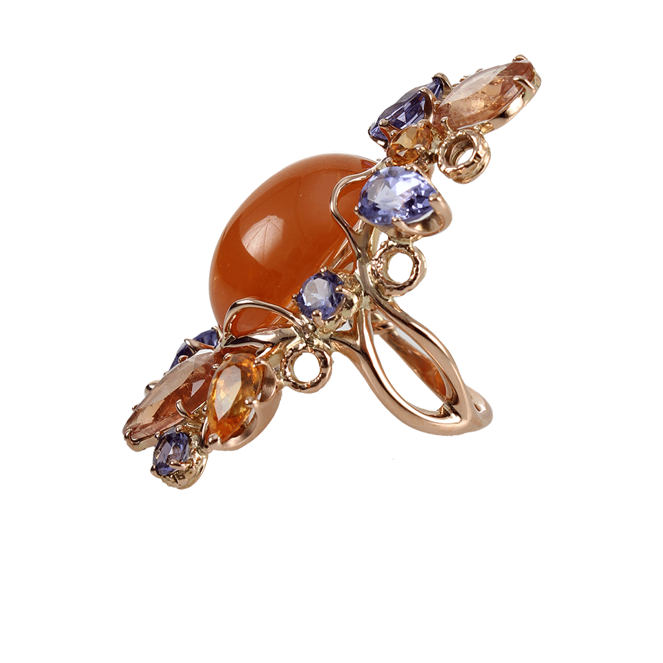 FEDERICA RETTORE-Tangerine Garnet Cabochon Ring-R GOLD