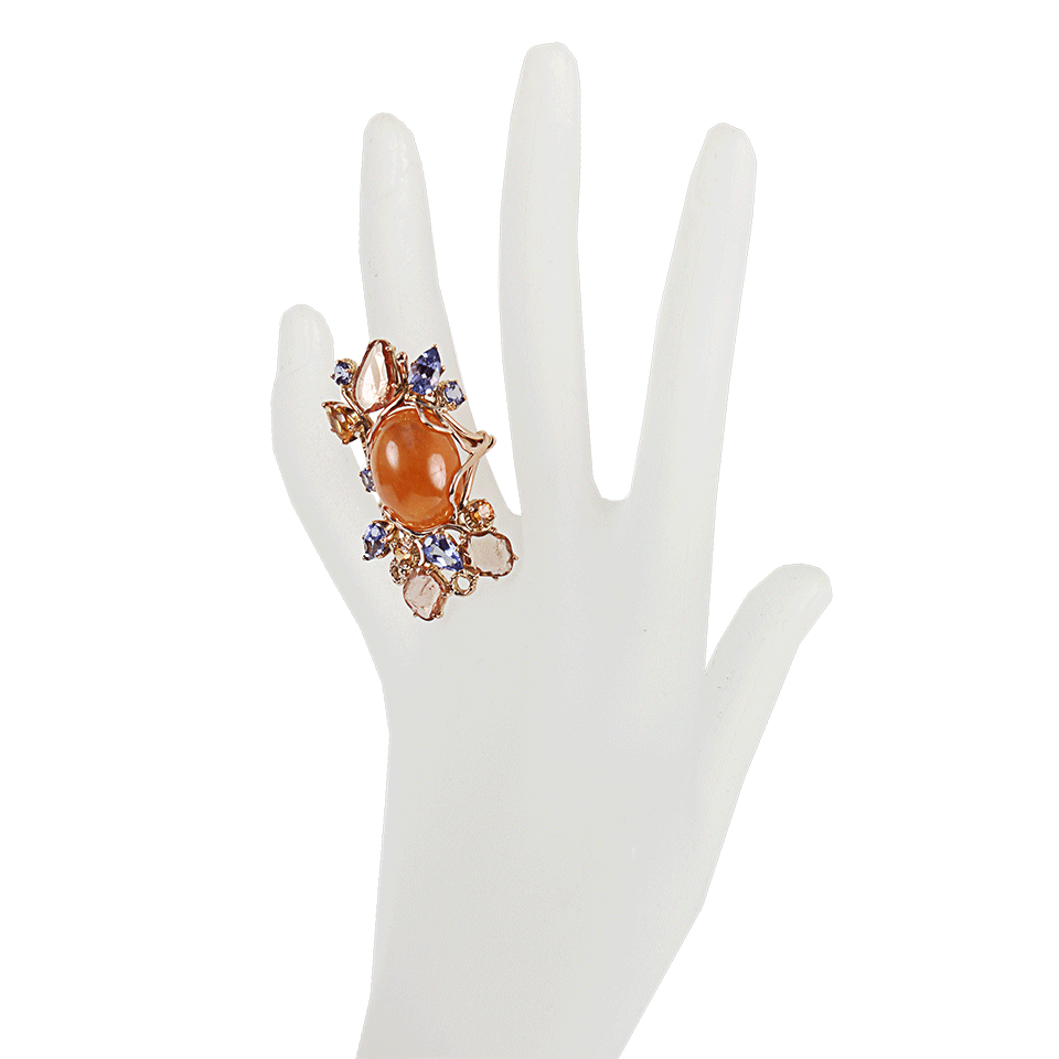 FEDERICA RETTORE-Tangerine Garnet Cabochon Ring-R GOLD