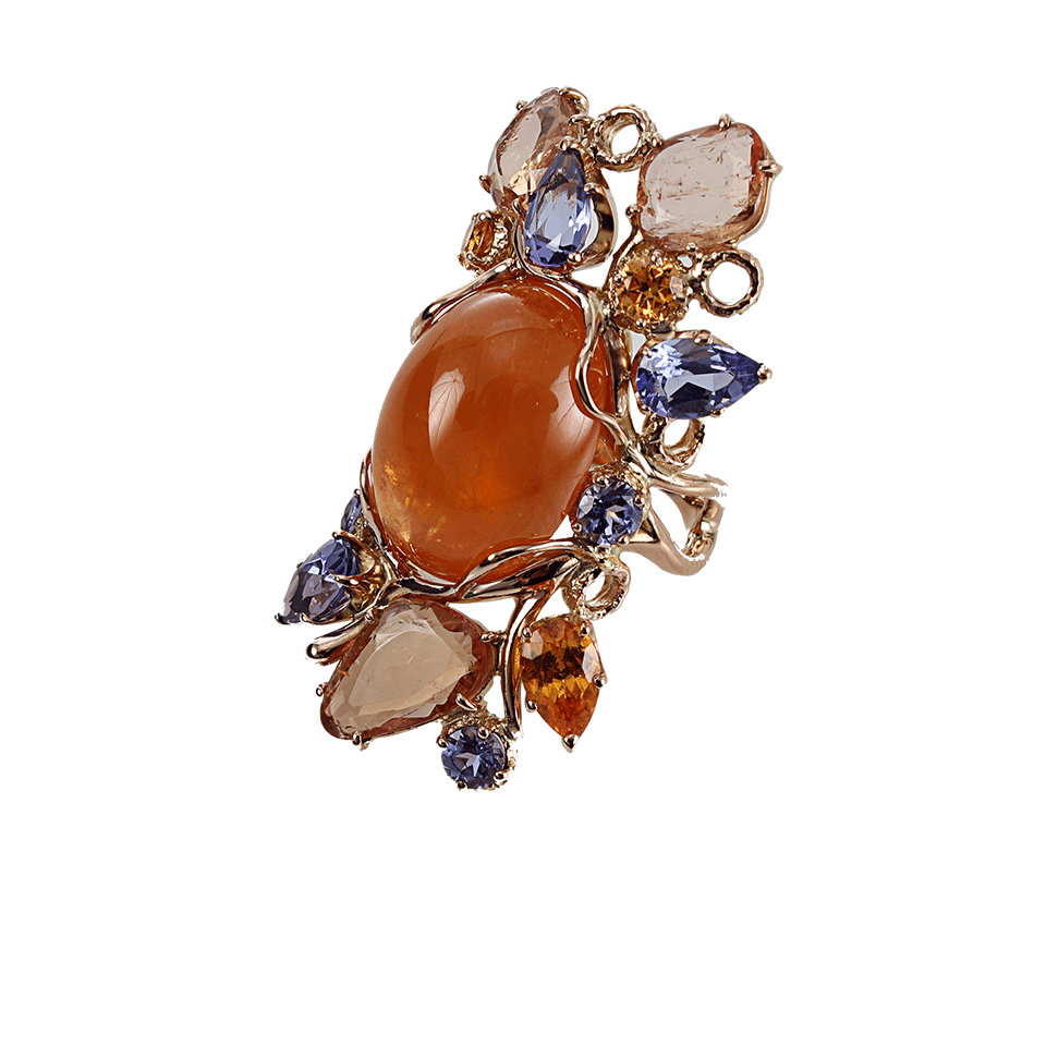 FEDERICA RETTORE-Tangerine Garnet Cabochon Ring-R GOLD