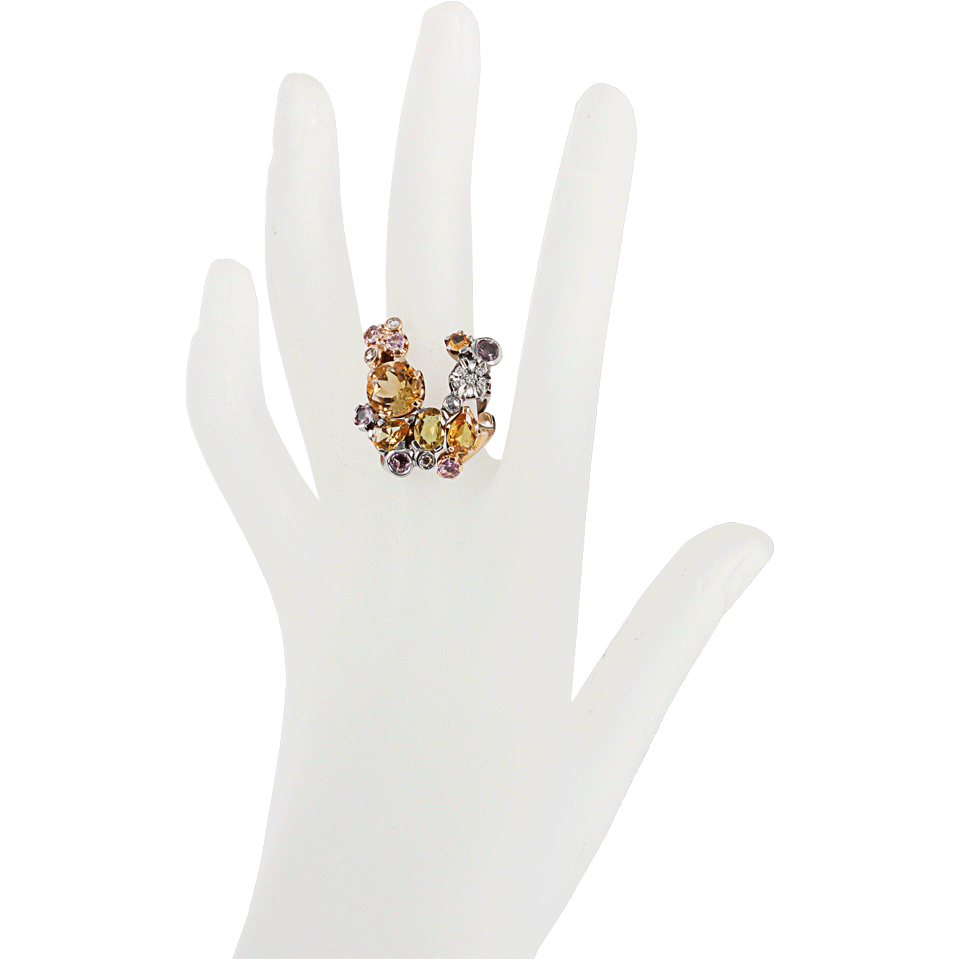 FEDERICA RETTORE-Citrine and Pink Sapphire Ombre V Ring-ROSE GLD