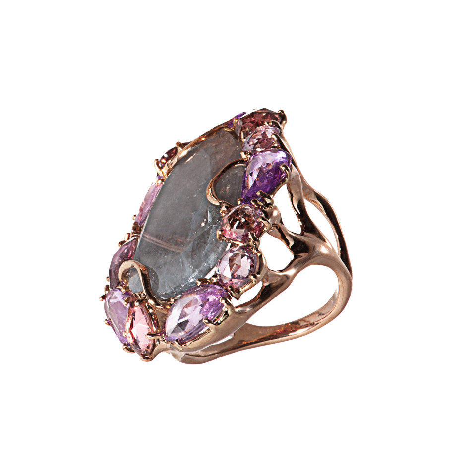 FEDERICA RETTORE-Imperial Sliced Iolite and Pink Sapphire Ring-ROSE GLD