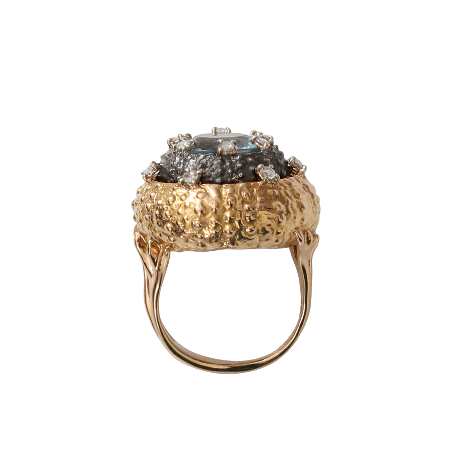 FEDERICA RETTORE-Aquamarine Urchin Ring-ROSE GOLD