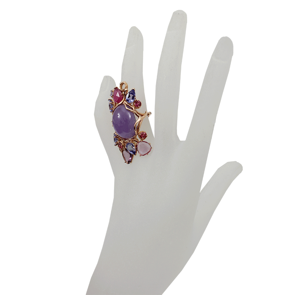 FEDERICA RETTORE-One of a Kind Lavender Chalcedony Cabochon Ring-ROSE GOLD
