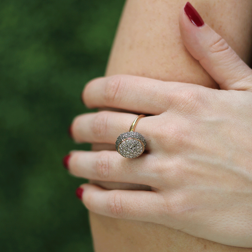 FEDERICA RETTORE-Campanellino Diamond Pave Ring-ROSE GOLD