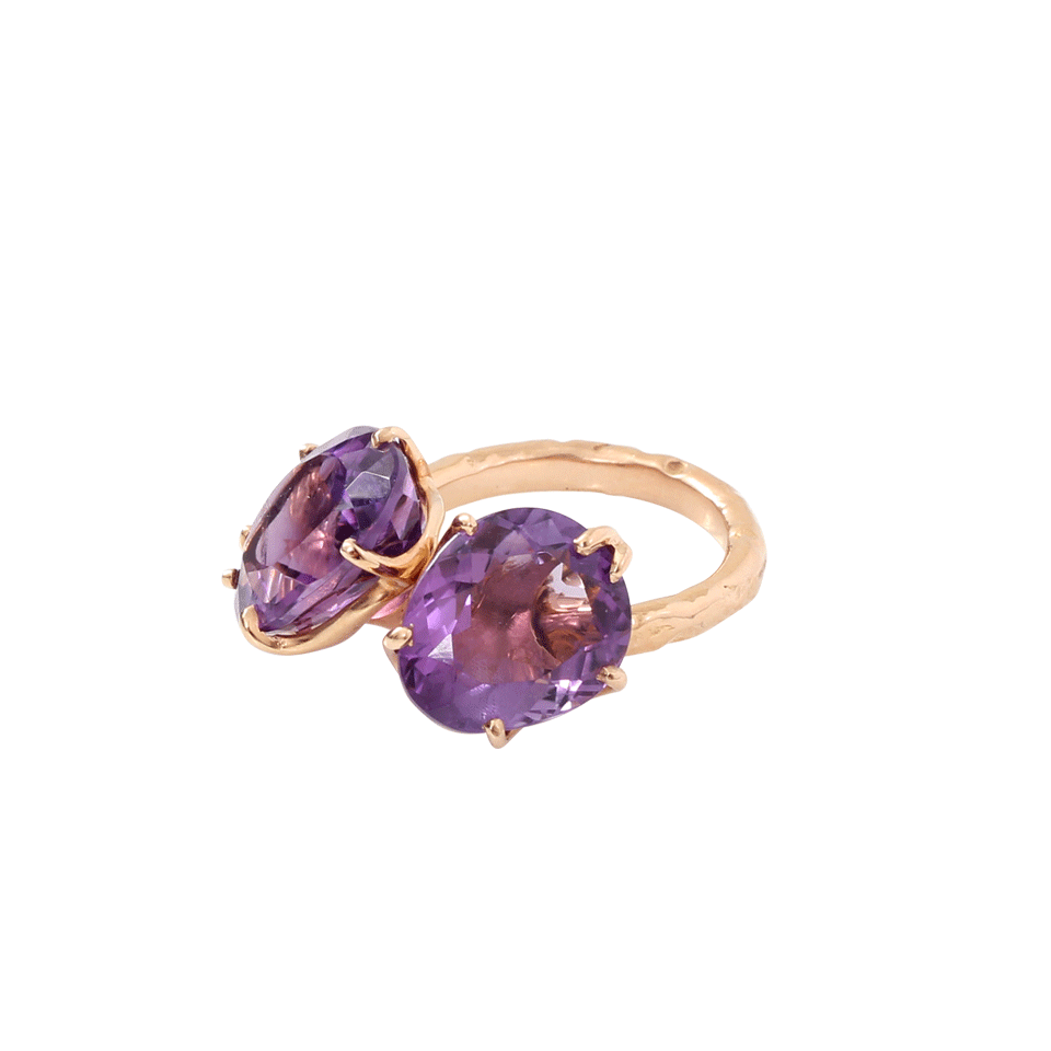 FEDERICA RETTORE-Double Amethyst Campanellino Ring-ROSE GOLD