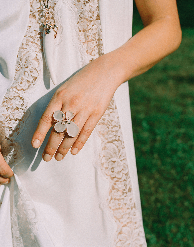 FEDERICA RETTORE-Pesco Milk Quartz Ring-ROSE GOLD