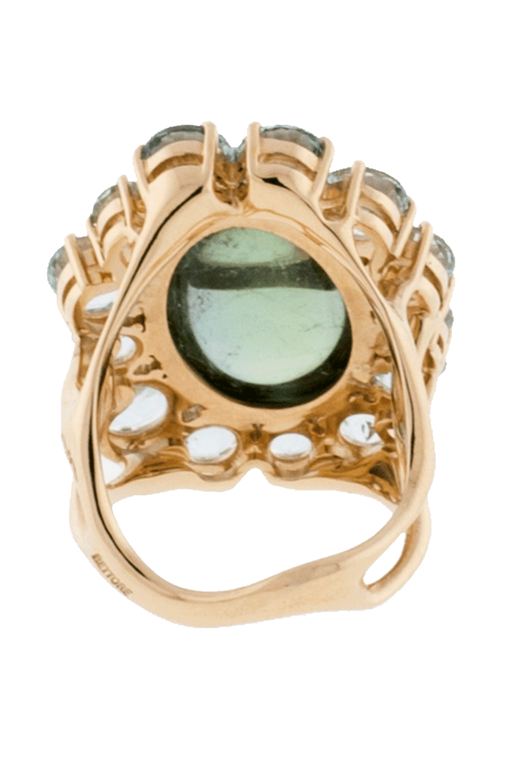 FEDERICA RETTORE-Waterfall Green Tourmaline And Aquamarine Ring-ROSE GOLD