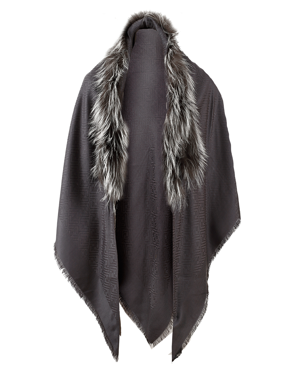 FENDI-Touch Of Fur Shawl-ASPHALT