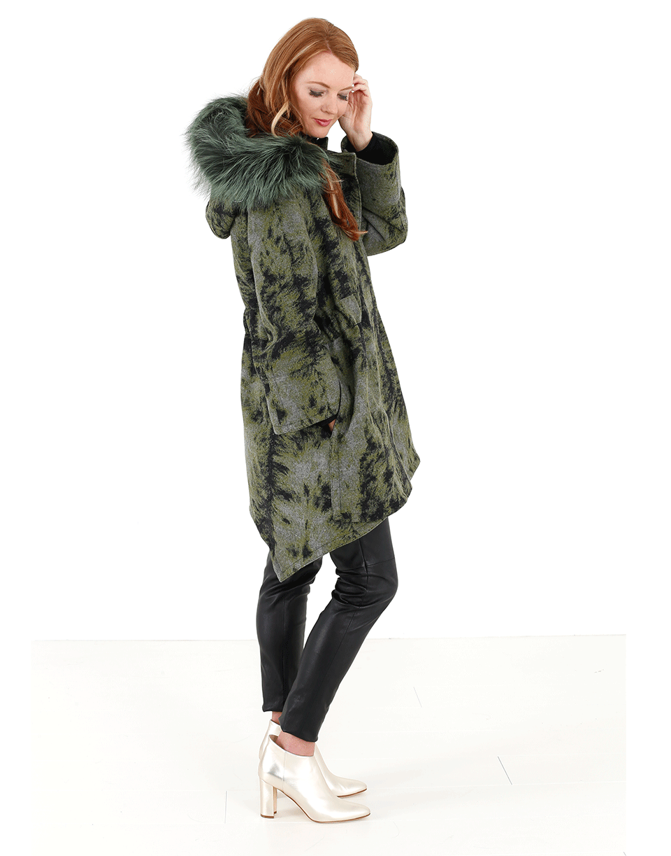 FENDI-Fur Trim Hooded Illusion Coat-