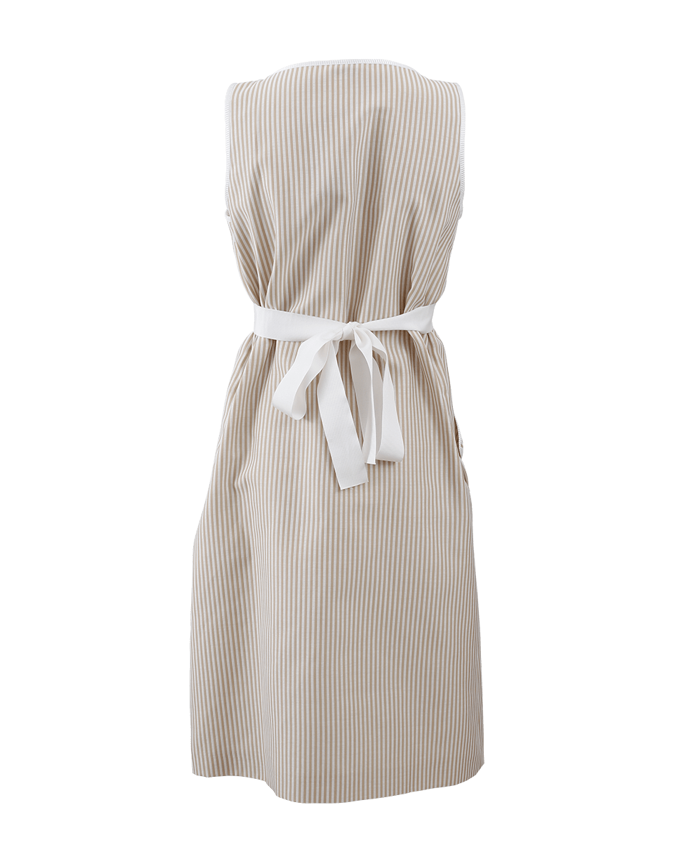 FENDI-Striped Gathered Waist Dress-