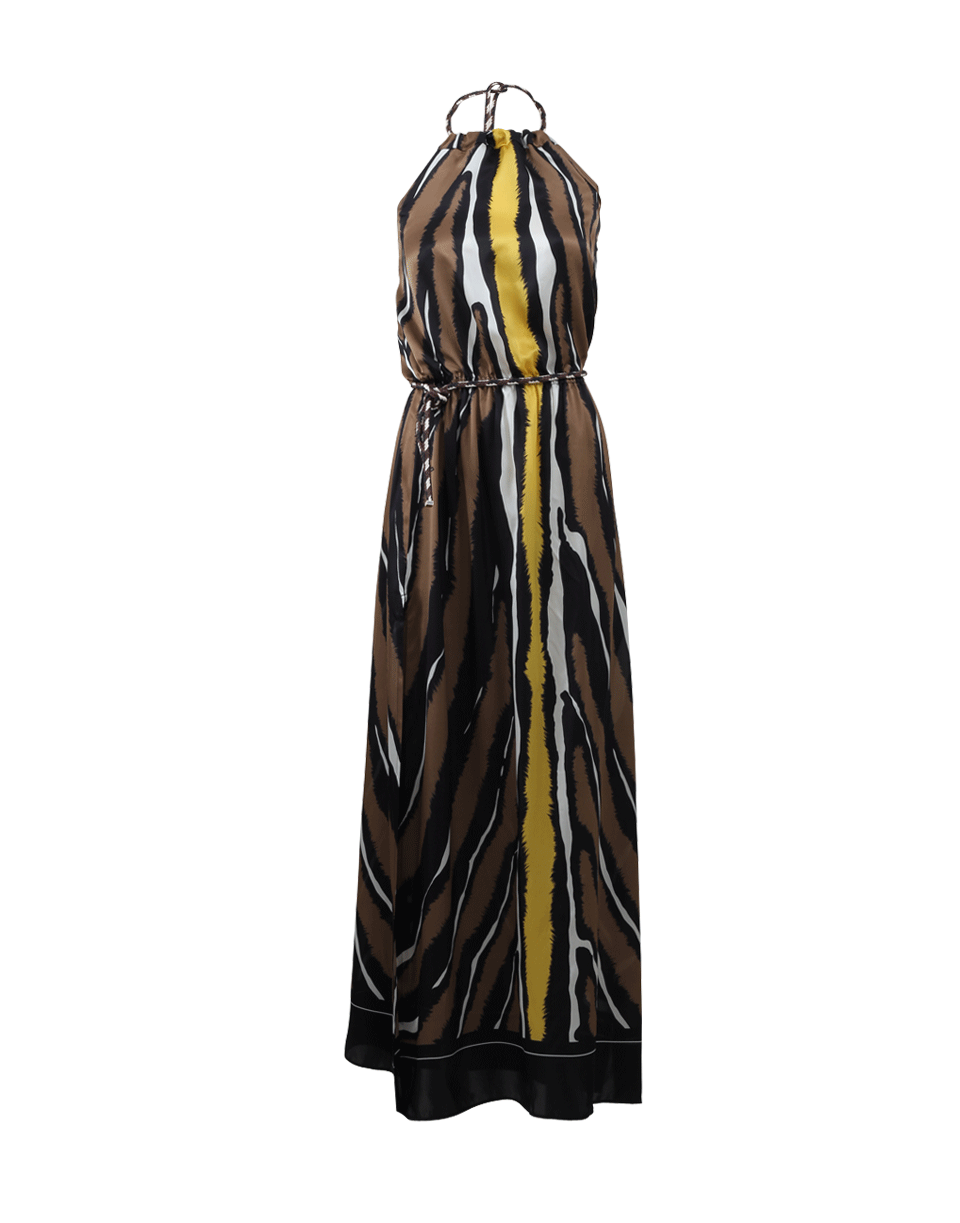 FENDI-Long Zebra Halter Dress-