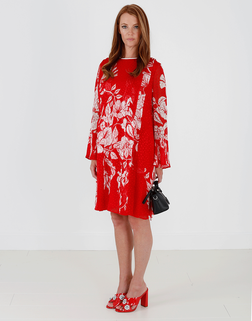 FENDI-Mod Blooming Voile Dress-POPPYWHT