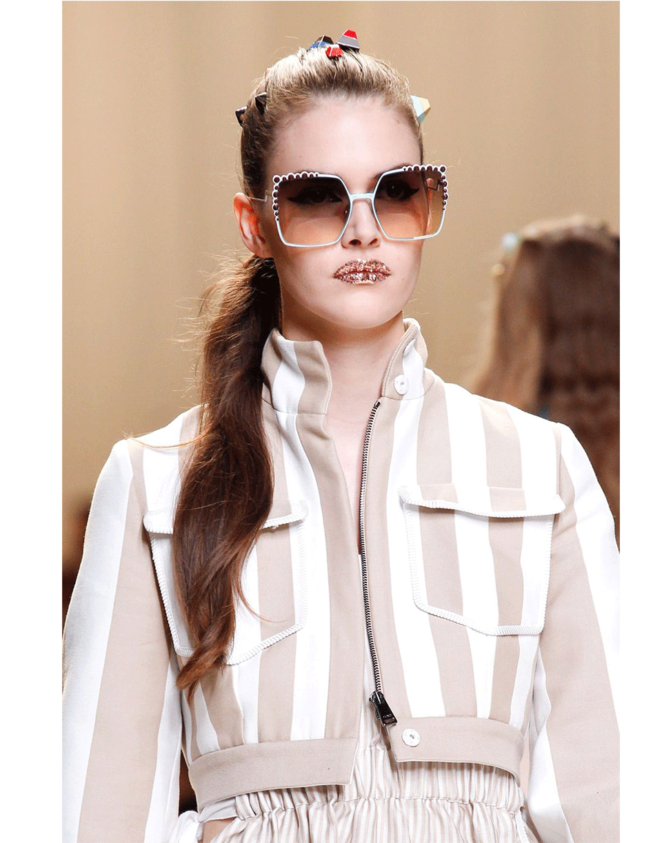 FENDI-Striped Cropped Jacket-BEIG/WHT