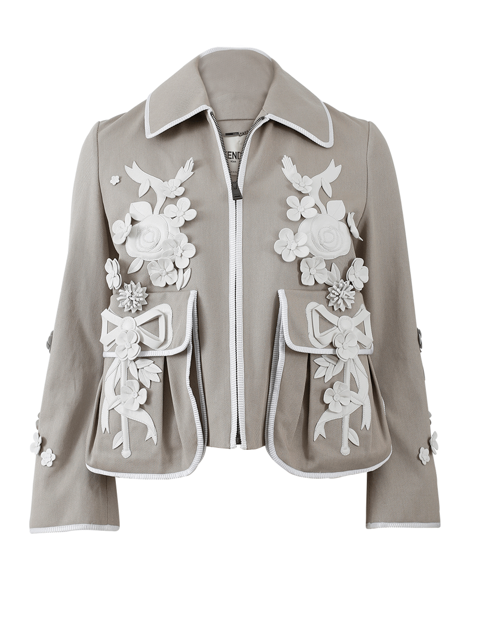 FENDI-Floral Embroidered Jacket-GREY