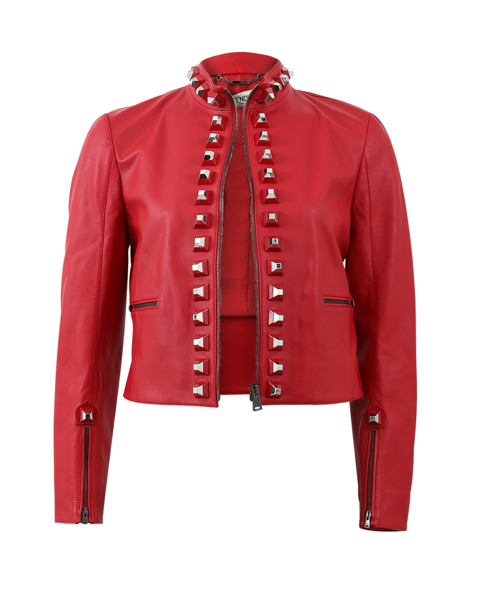 FENDI-Leather Jacket-RED