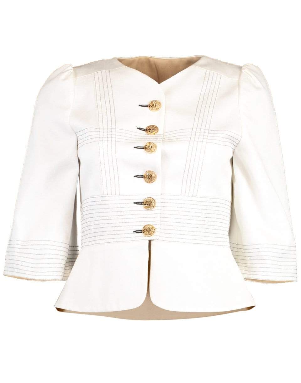 FENDI-Drill Jacket with Iconic Buttons-WHITE