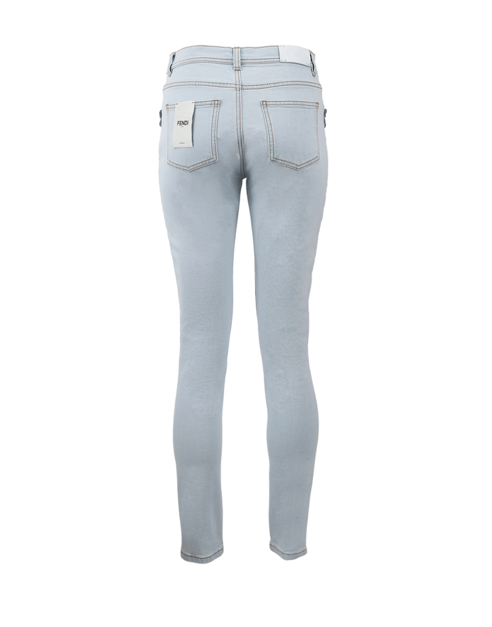 FENDI-High Rise Flower Jean-BLUE