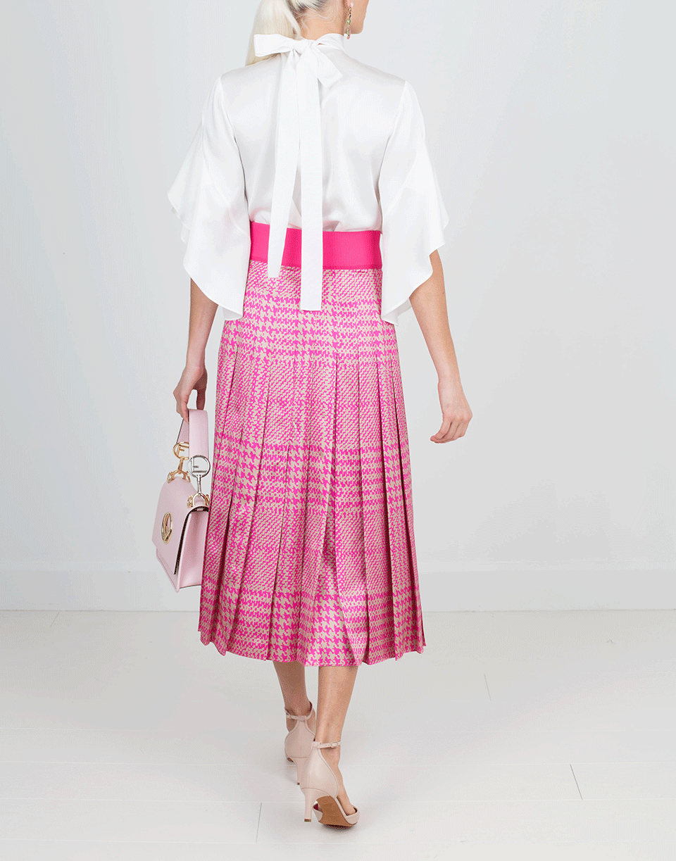 FENDI-Prince Wales Pleated Satin Skirt-