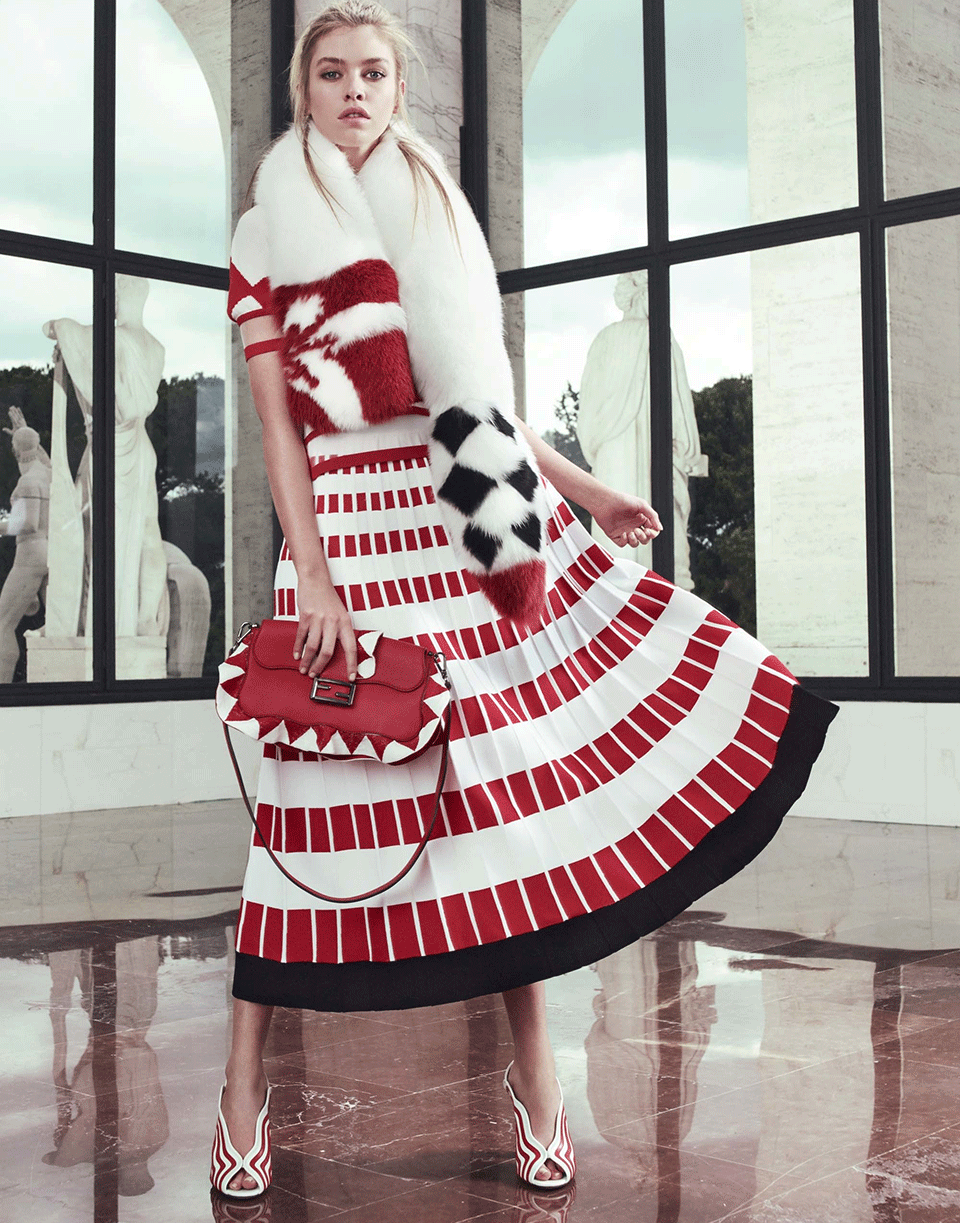 FENDI-Knit Midi Skirt-POPPY