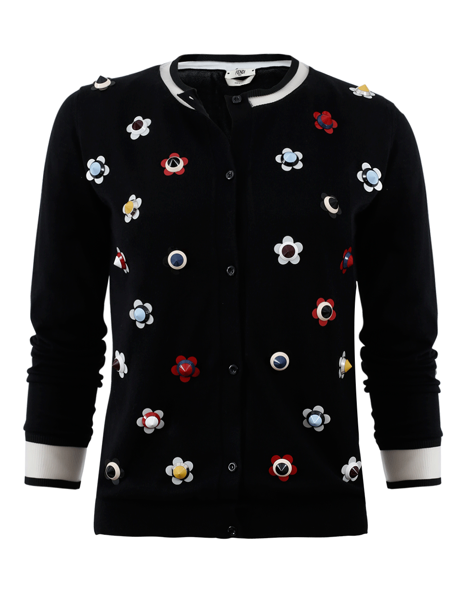FENDI-Flower Stud Cardigan-