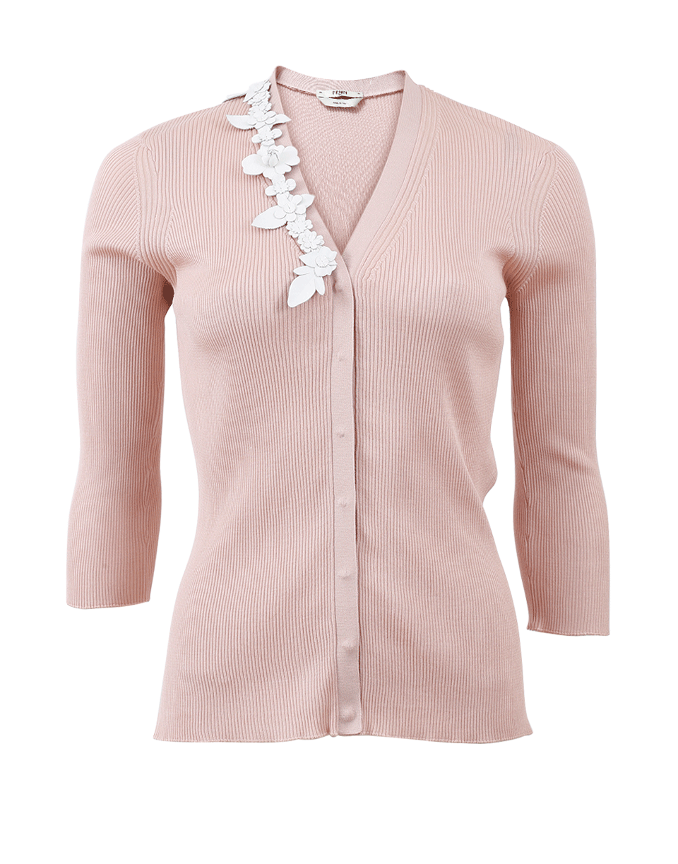 FENDI-Floral Trim Cardigan-