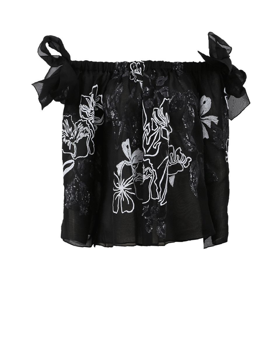 FENDI-Off Shoulder Embroidered Top-