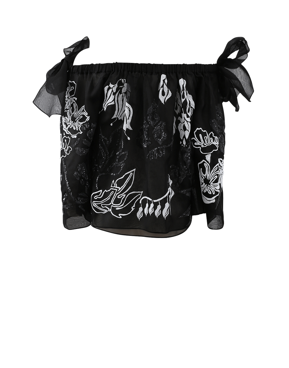 FENDI-Off Shoulder Embroidered Top-