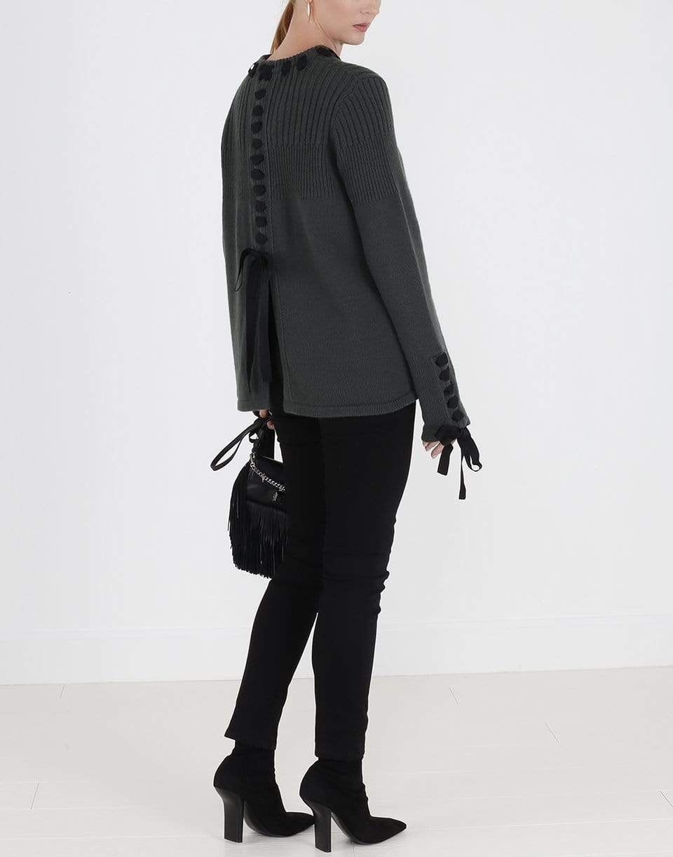 FENDI-Ribbon Split Back Top-