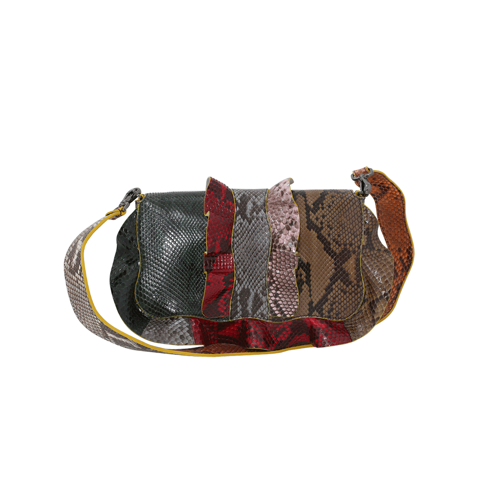 FENDI-Python Waves Baguette-BRN/ORNG