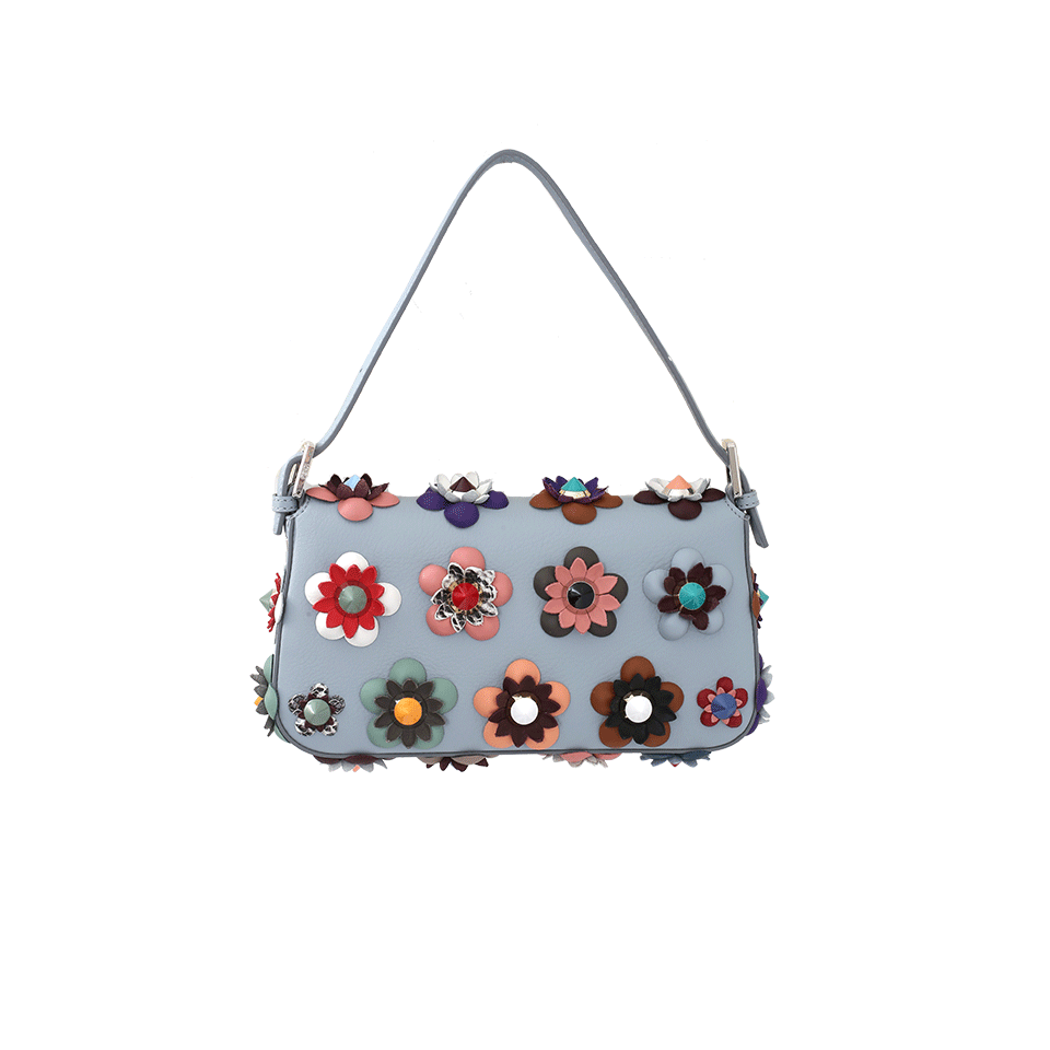 FENDI-Floral Baguette Purse-POWDER