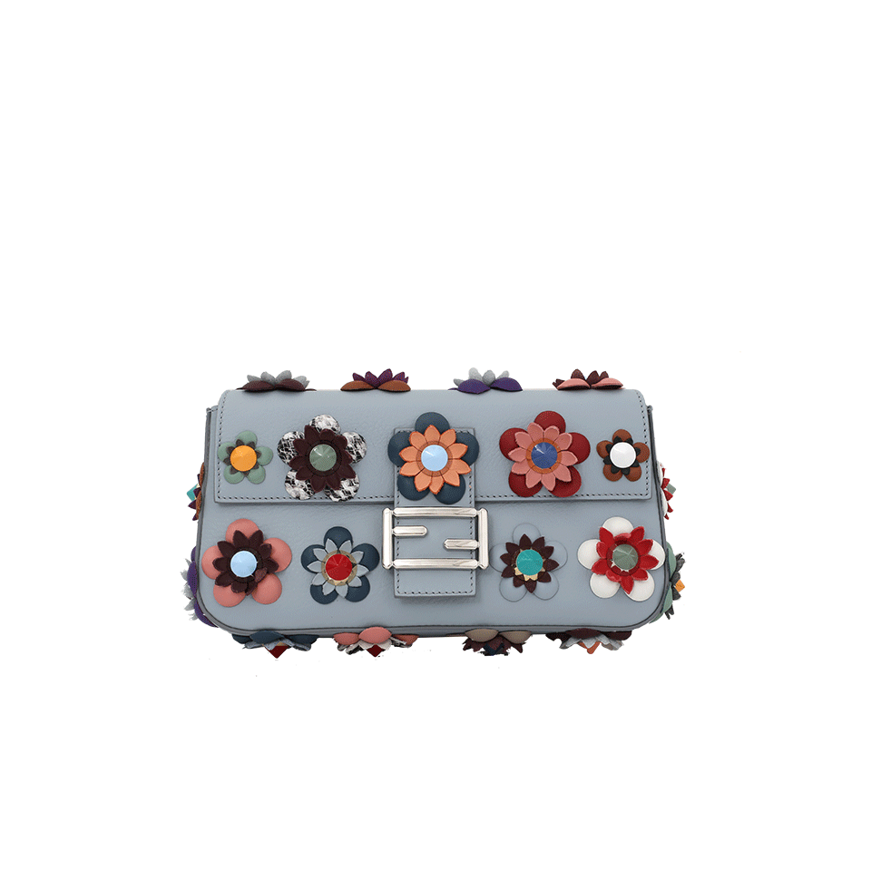 FENDI-Floral Baguette Purse-POWDER