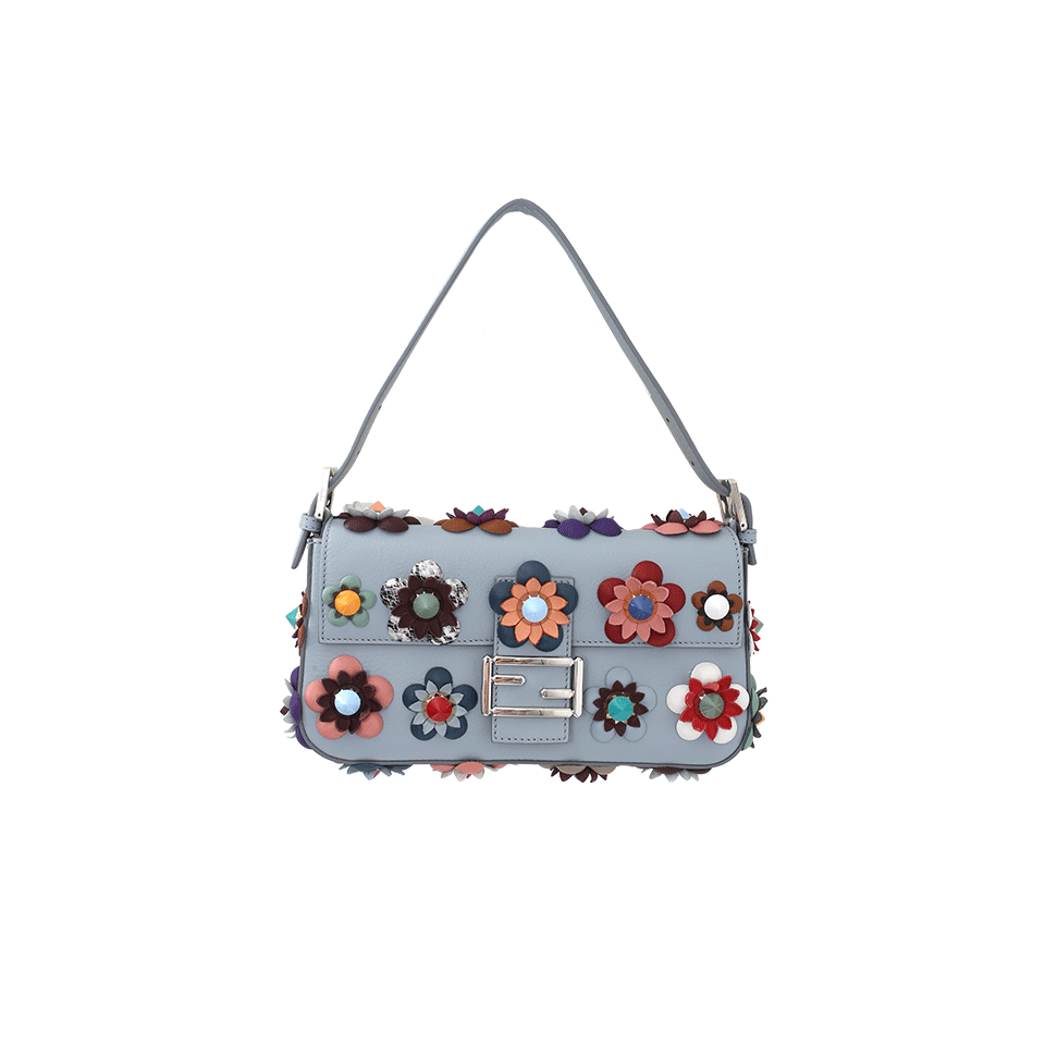 FENDI-Floral Baguette Purse-POWDER