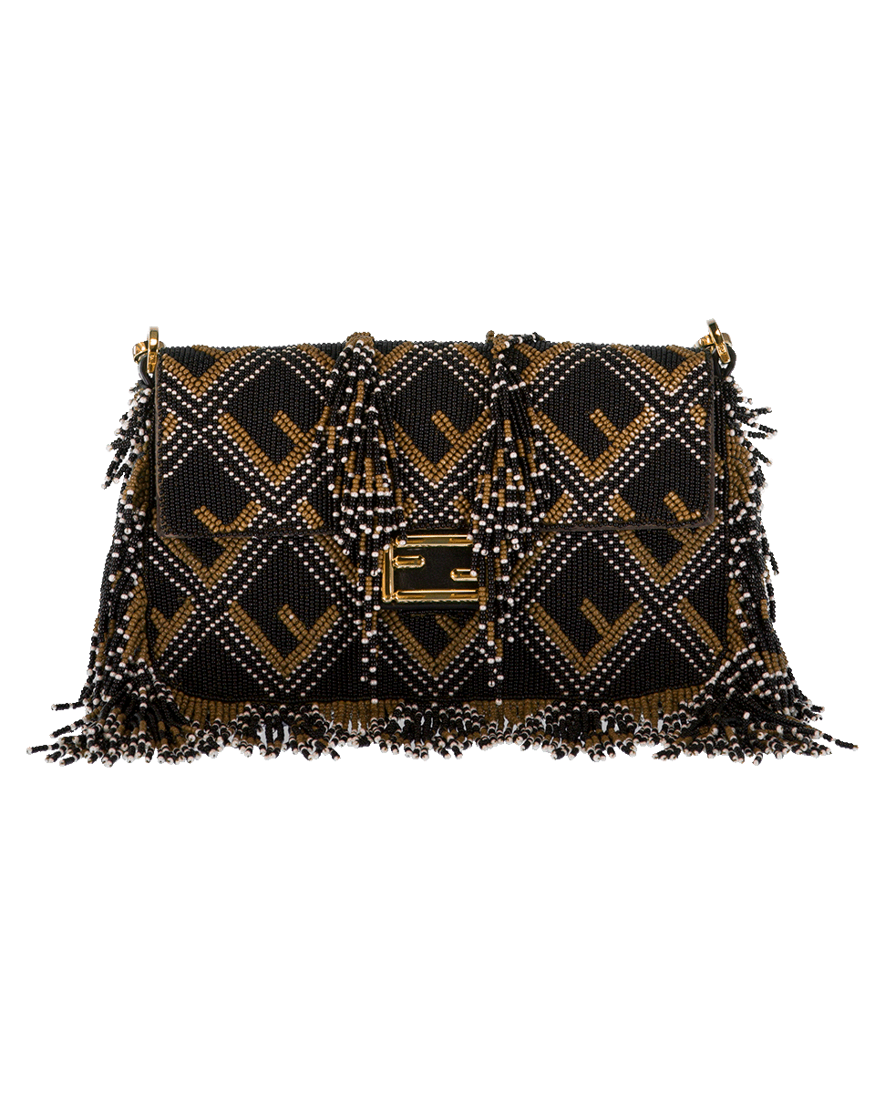 FENDI-Beaded And Fringe Mini Baguette-BLACK
