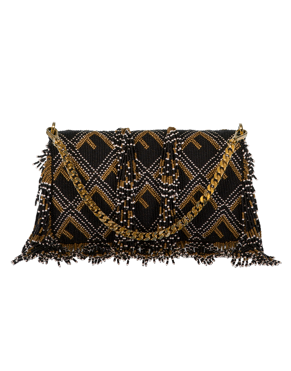 FENDI-Beaded And Fringe Mini Baguette-BLACK