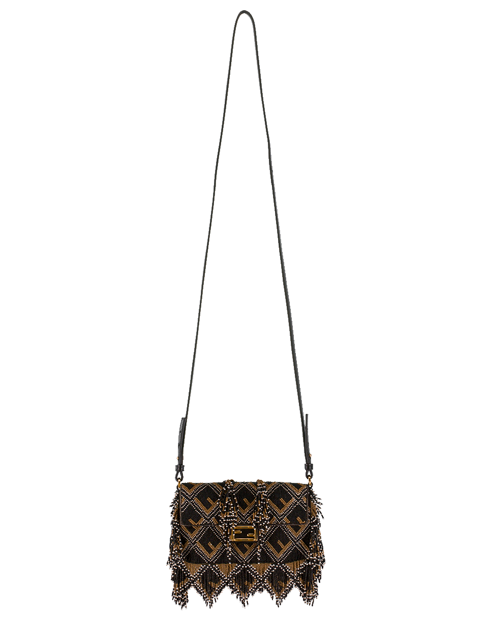 FENDI-Beaded And Fringe Mini Baguette-BLACK