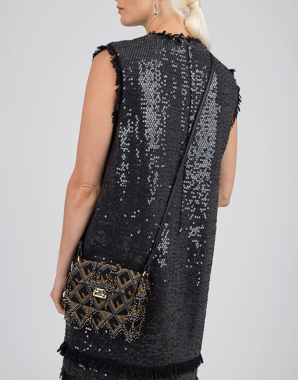 FENDI-Beaded And Fringe Mini Baguette-BLACK