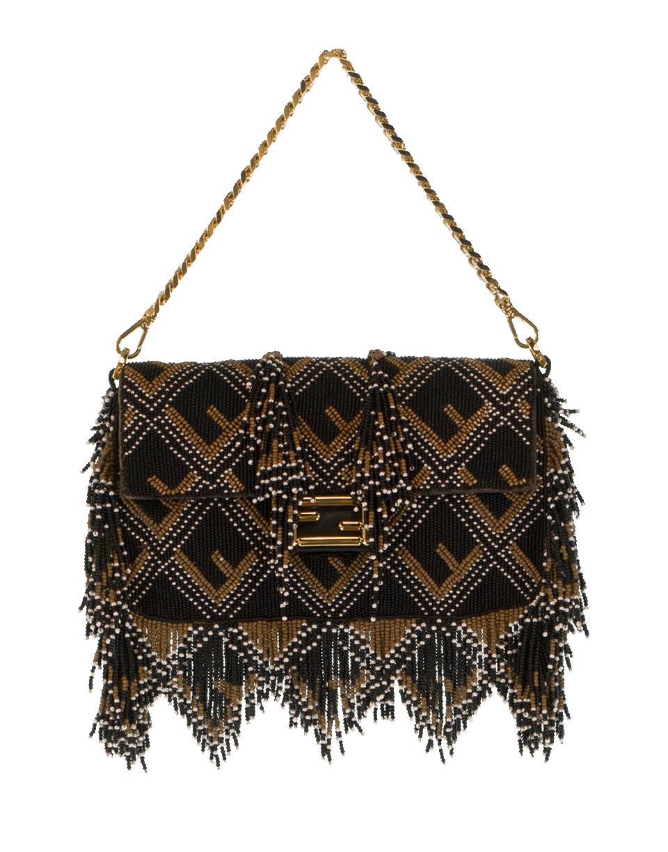 FENDI-Beaded And Fringe Mini Baguette-BLACK