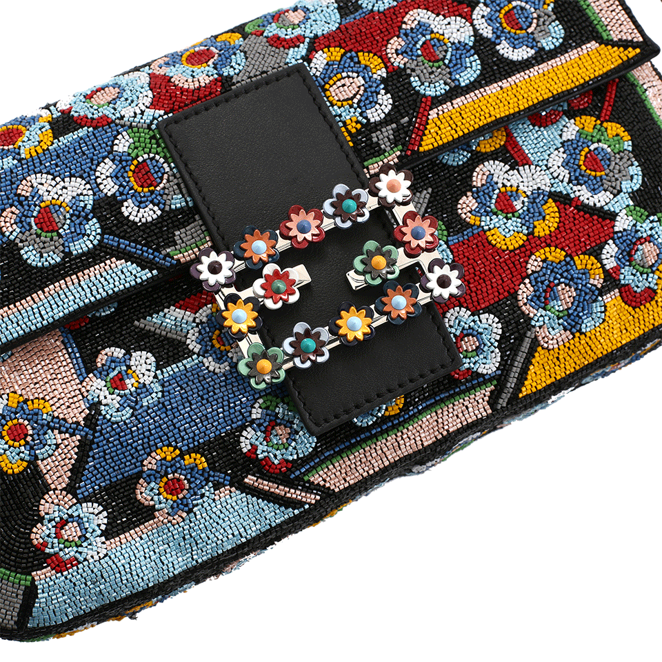 FENDI-Embroidered Baguette-BLACK