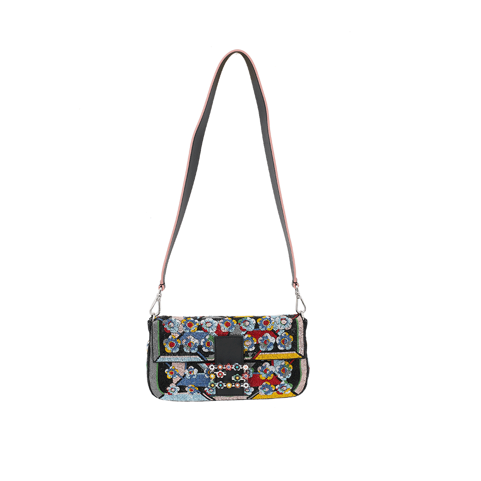 FENDI-Embroidered Baguette-BLACK