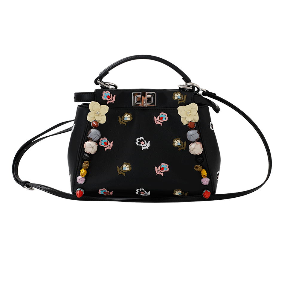 FENDI-Flower Mix Peekaboo Mini-BLACK