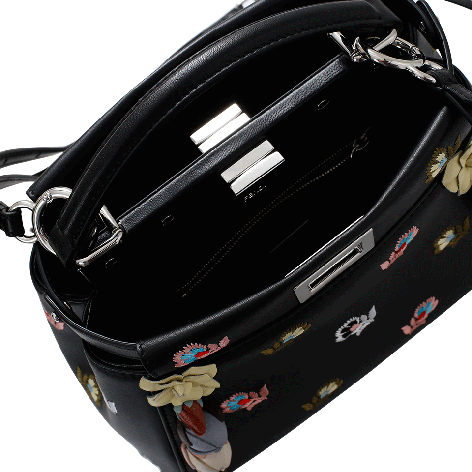 FENDI-Flower Mix Peekaboo Mini-BLACK