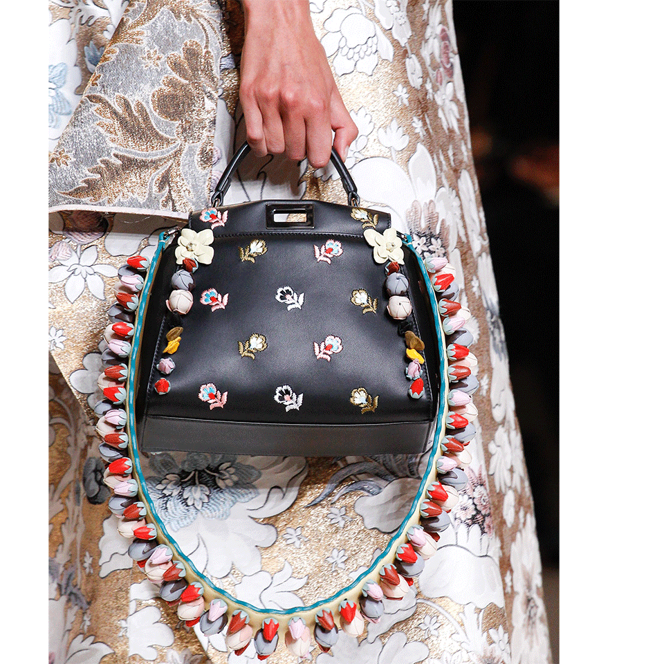 FENDI-Flower Mix Peekaboo Mini-BLACK